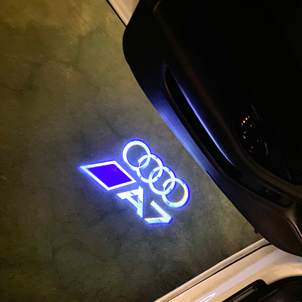 AUDI LOGO PROJECTOT LIGHTS Nr.120 (Menge 1 = 2 Logofolien /2 Türleuchten)