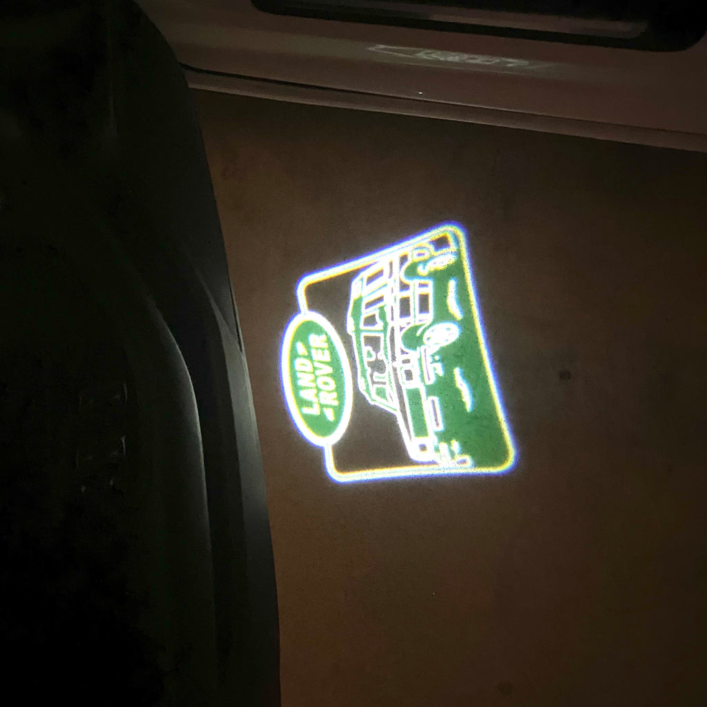 LUCES DE PROYECTOR CON LOGO Land Rover Nr.04 (cantidad 1 = 1 juegos / 2 luces de puerta)
