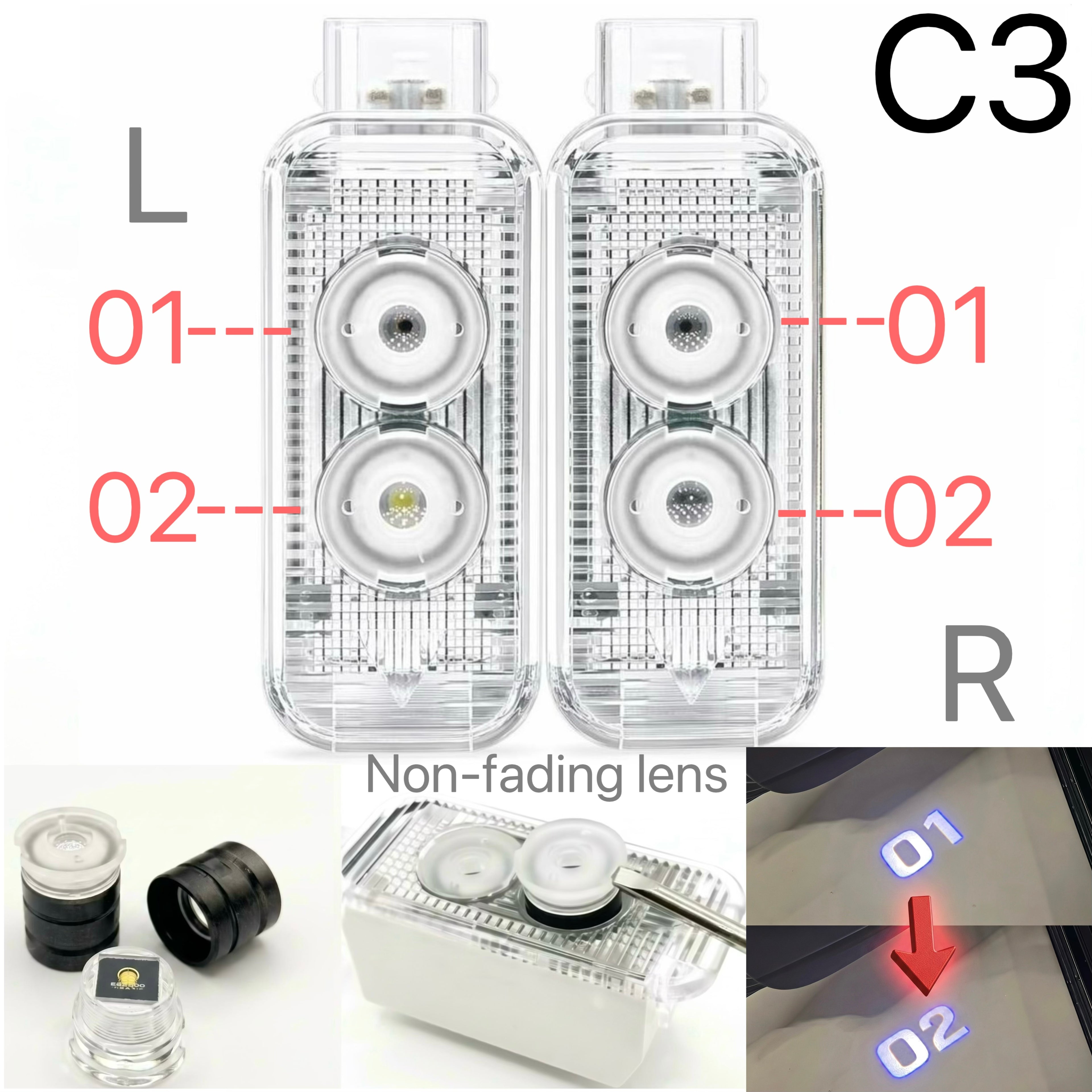 سكودا LOGO PROJECTOR LIGHTS Nr.81 (الكمية 1 = 2 شعار فيلم / 2 باب)