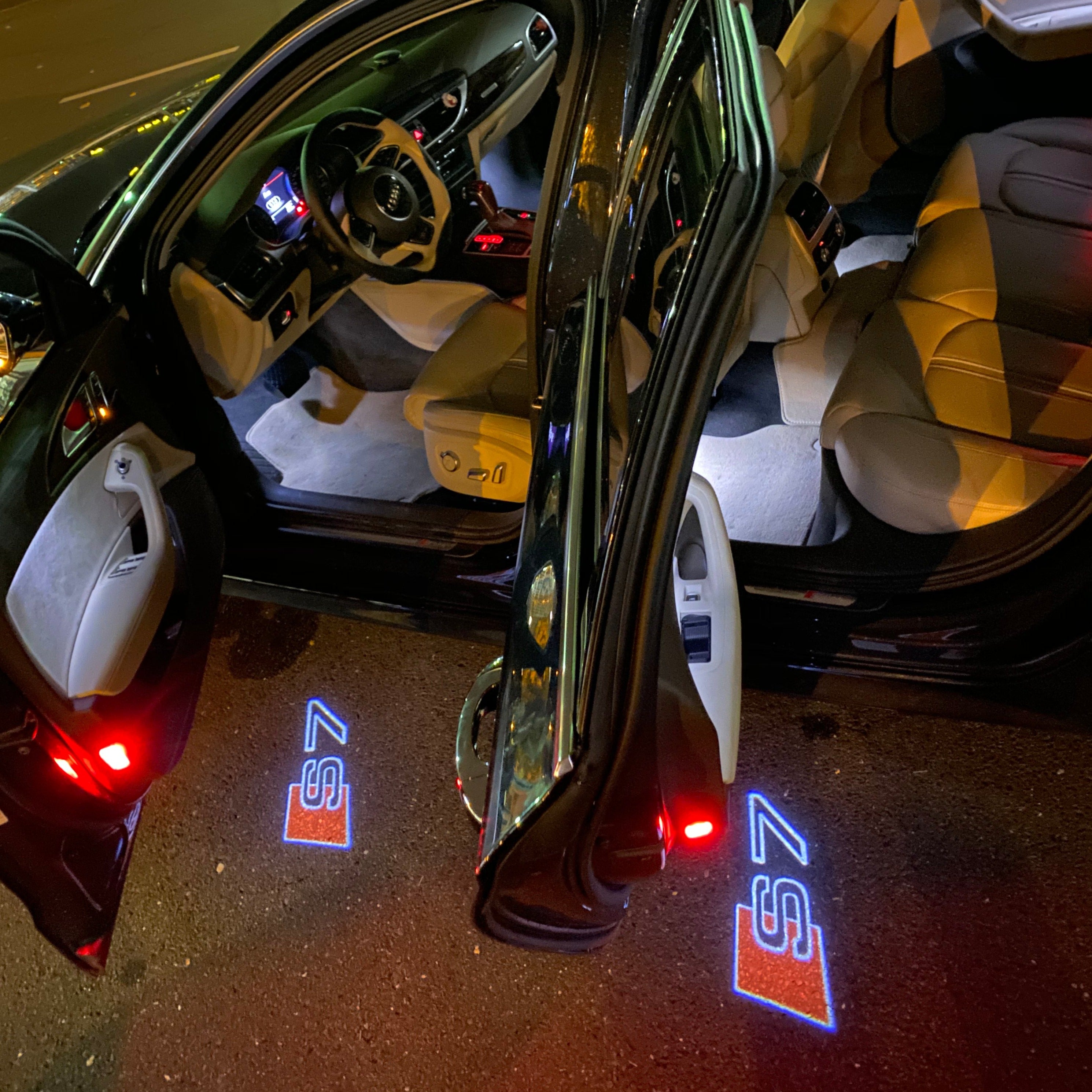 AUDI S7 LOGO PROJECTOT LIGHTS Nr.360 (quantité 1 = 2 Logo Films /2 feux de porte)