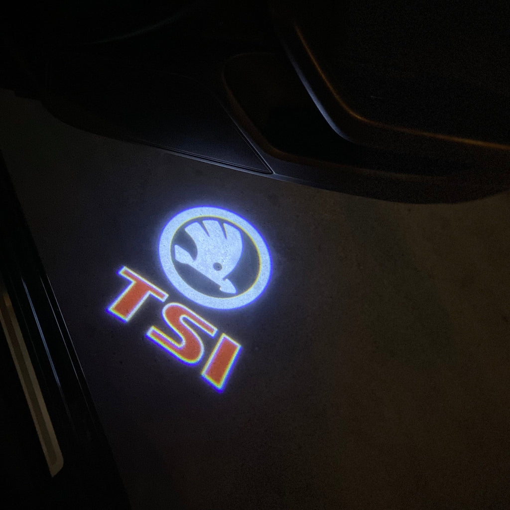 SKODA LOGO PROJECTOT LIGHTS Nr.09 (quantité 1 = 2 Logo Film / 2 feux de porte)
