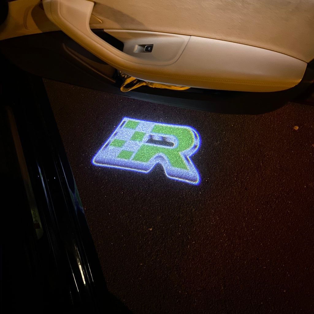 Volkswagen Door lights R Logo Nr. 148 (cantidad 1 = 2 películas con logotipo / 2 luces de puerta)