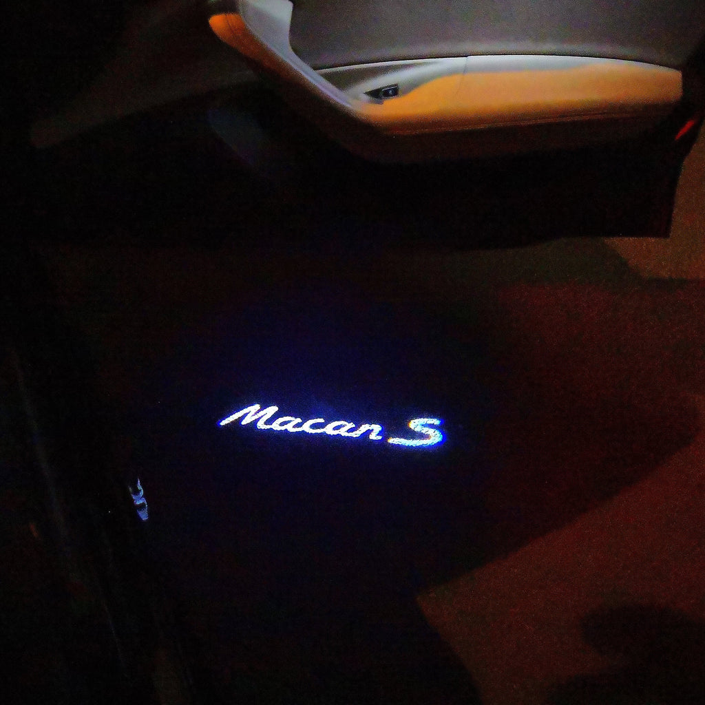 PORSCHE Macan S LOGO PROJECTOT LIGHTS Nr.21 (Menge 1 = 2 Logo Film / 2 Türleuchten)