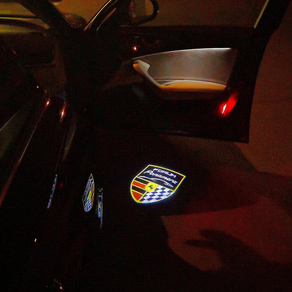 PORSCHE Panamera LOGO PROJECTOT LIGHTS Nr.04 (Menge 1 = 2 Logo Film / 2 Türleuchten)